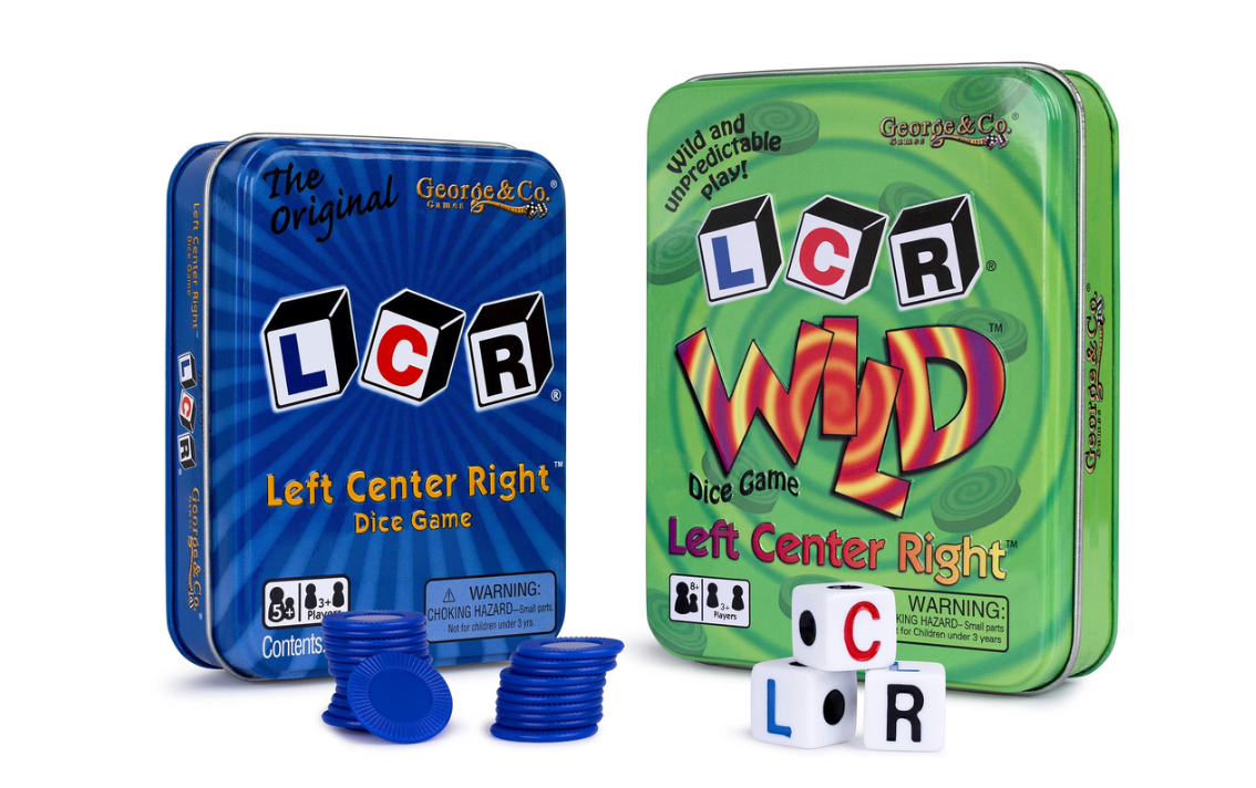 George & Co Left Center Right Dice Game Classic Blue and Wild Green Tin